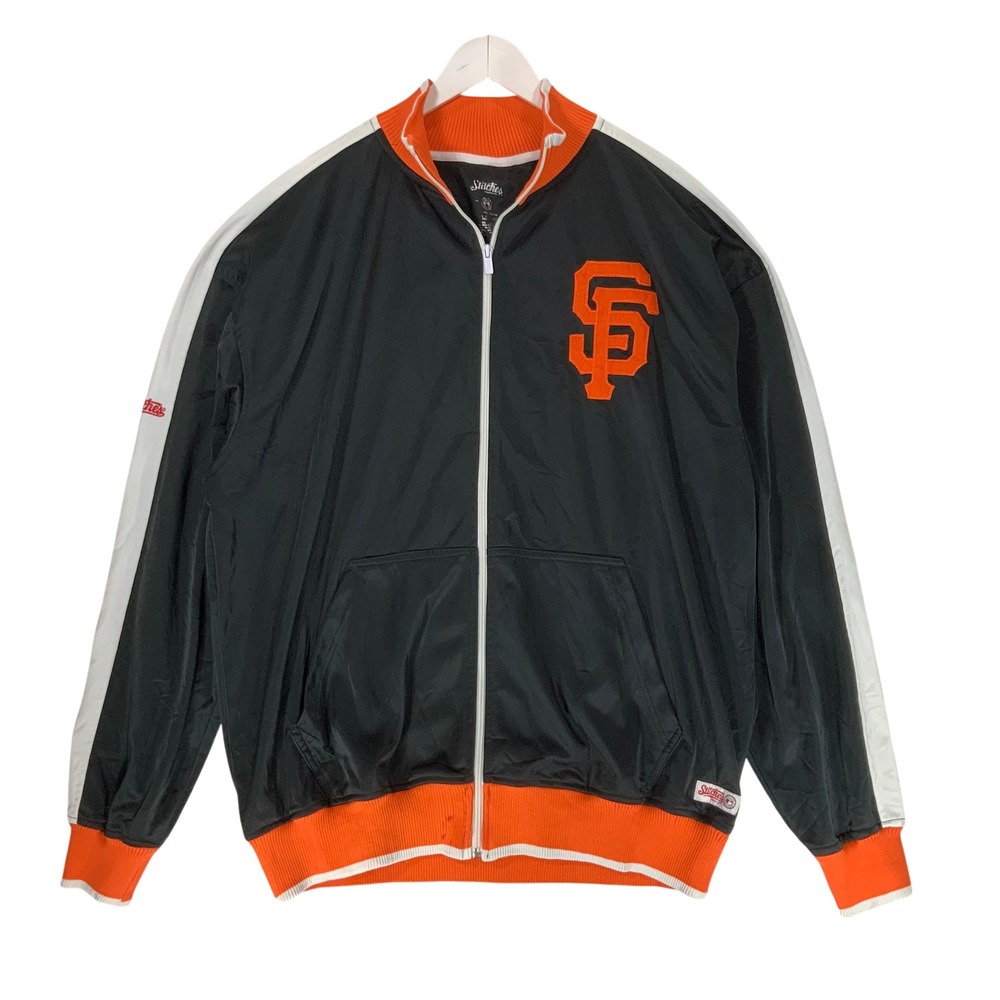 Stitches MLB San Francisco Giants Full Zip Track Jacket Mens XL Black Orange SF